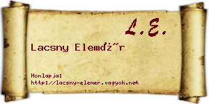 Lacsny Elemér névjegykártya